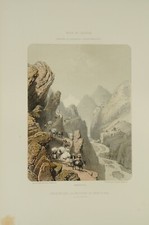 Lithographie couleur originale route montagne Nice Alpes Maritimes