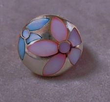 Belle Ancienne bague argent nacre old ring silver mother of pearl camelia bague