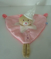 F12. DOUDOU PLAT SUCRE D'ORGE OURS rose blanc étoile bonnet ETAT NEUF*