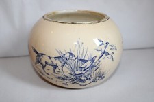 Ancien réservoir en faïence de Gien ou autre, pour lampe pétrole, oiseaux chien