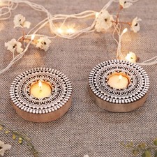 Bougeoirs Lot De 2 Bois Bloc Design Socle Bougies Mariage Maison Décor Inde