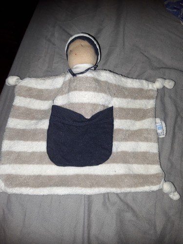 Doudou plat marin poche - poche, bleu