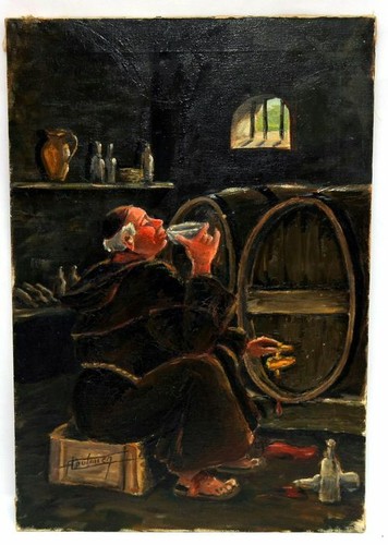 Tableau scène moine - tableau, d'un