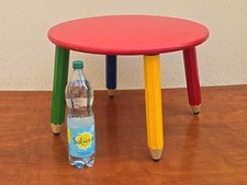 Table basse vintage Pierre Sala années 80 Pieds crayons bois multicolore Memphis