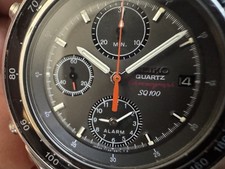 Montre Vintage Seiko 7T32-6850 SQ 100 Chronographe Ne Fonctionne Pas