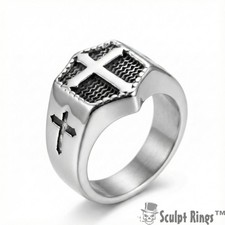 Bague chevalière croix Sculpt