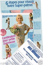 Combinaison enfant. T2 à 6ans.Modes&Travaux Mars 1987,Vintage Neuf, non découpé.