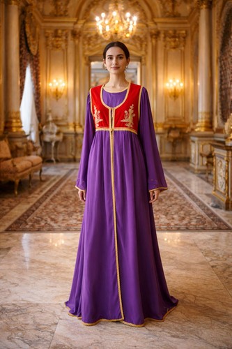 Purple embroidered kaftan - purple,