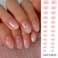 Faux Ongles Dégradés Courts En Amande Pointes Françaises À Presser Pour Nail /