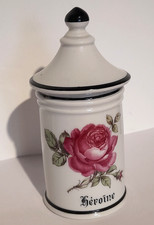 ancien pot à pharmacie héroïne apothicaire vide en porcelaine