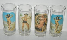 Sip n Strip 4 verres charme Retro PIN UP SIP and STRIP TEASE NUDE vintage 14 cm