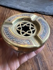 Cendrier Cuivre Doré Niellé D'argent Maghreb Antique Ashtray