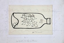 Jef FRIBOULET (1919-2003) Château de Cartes en Bouteille Fécamp Normandie
