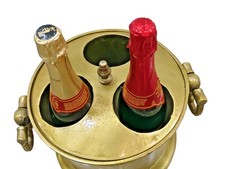 Ancien seau refroidisseur à vin et bière avec couvercle - 3 porte-bouteilles,...