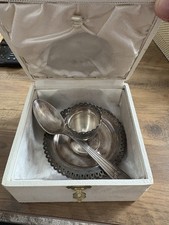 Coffret Coquetier Orfèvrerie Saint Médard Argent massif et Métal Argenté