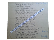 ANDRÉ VERDET : Poème manuscrite dédiée et dédicacée à Pierre Ruggiero, dec.1951
