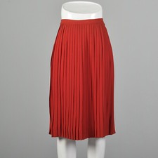 XS 1960s Red Pleated Skirt Knee-Length VTG Light-Weight Casual Spring Summer