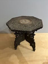 Petite Table Pliante Desserte en Bois Sculpté et Incrustations
