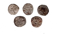 LOT 5 PIECES FRANCE HENRI III 1574 -1589 ARGENT SILVER ....,   à IDENTIFIER !!