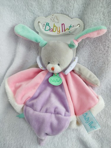 Doudou plat lapin gris - , blanc