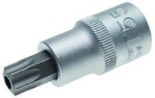 Douille Torx mâle T27 Percé Long 55 mm - Embout TORX carré 1/2 (12,7mm)