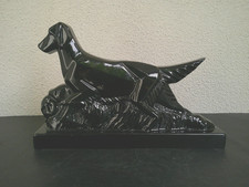 LAMPE VEILLEUSE EN FPORME DE CHIEN EN CERAMIQUE NOIRE STYLE ART DECO