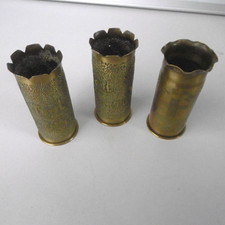 3 douilles bronze travail de poilus metz et toul croix de lorraine