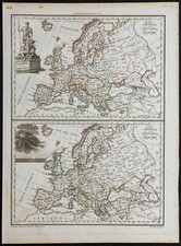1812 - Europe sous Charles-Quint et en 1789 - Carte géographique ancienne