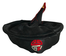 Authentic Silk Chinese Hat Red Black Vintage China Boy Coolie Asian Oriental Hat