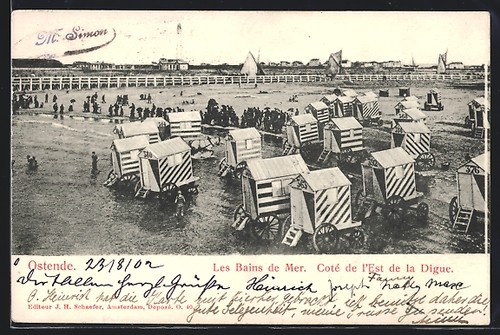Cpa ostende les - ostende,, bains