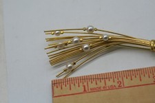 Large Vermeil Art Floral Fashion Brooch A6