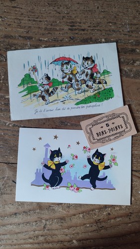 Lot vintage 1940 2 cartes - vintage,
