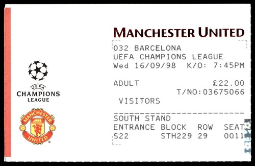 Mint ticket 1998 - ticket, manchester