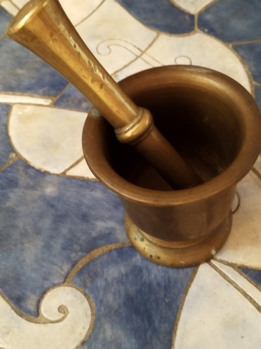 Pilon mortier bronze poli - pilon, et