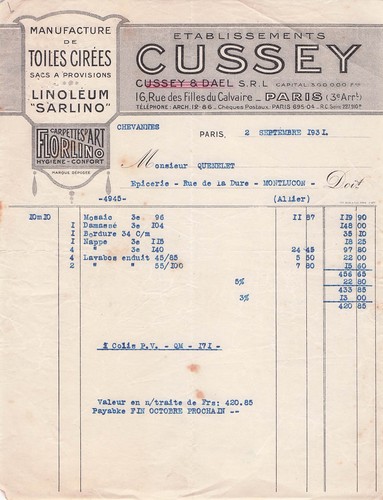 Paris fabricant cussey 1934 - cussey,