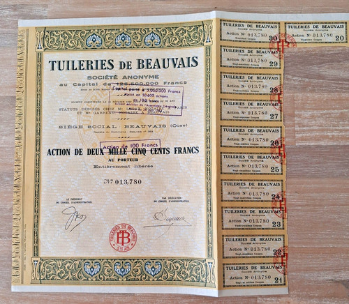 Action titre 1919 tuileries - titre,