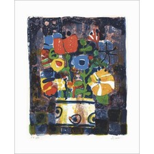 AIZPIRI Paul - Lithographie originale "Le bouquet de fleurs" 76x56cm