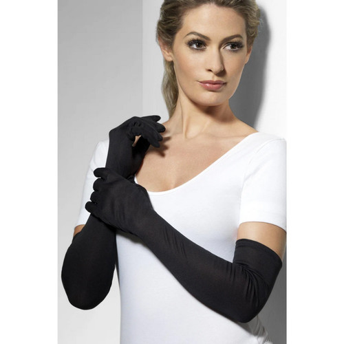 Gants noirs longs - 52cm, satin