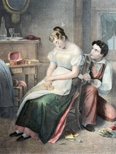 Jalousie LITHOGRAPHIE Weber CHARLES MOTTE Quenot Franquelin SCENE GALANTE XIX°