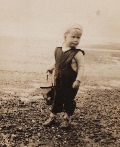 1920s boy standing beach - standing,