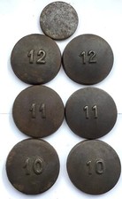 ANCIENS JETONS OU PALETS POUR JEU DE GRENOUILLE N°10 N°11 N°12 LOT DE 7 JEU