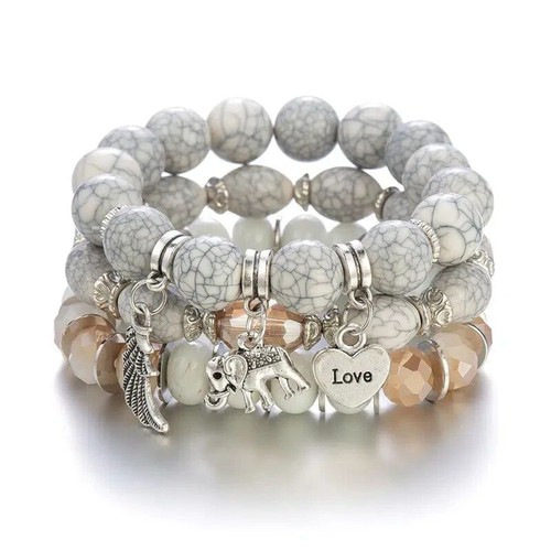 3pc elephant charm - 3pc, beaded