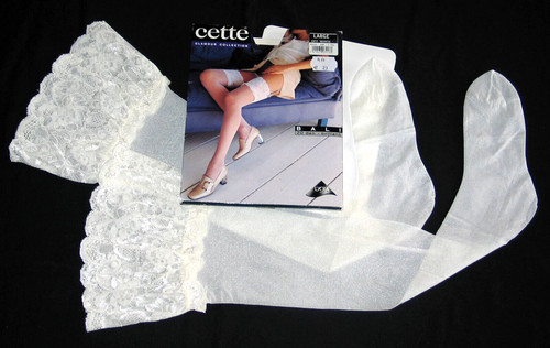 Bas dentelle blanc cette - bas,