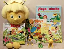 Lot Maya l'abeille Gande peluche maya + BD + 3 vinyle 45T + 3 figurine maya flip