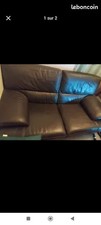 Canape cuir marron places - cuir,
