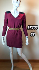 Ekyog Taille 38 Superbe robe Soie doublée manches longues bordeaux noir