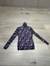 Comme Neuve Blouse/pull Col Roule Fleuri  Bleu Gris Marque Ganni