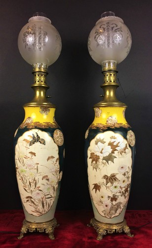 Pair satsuma vases lamp - satsuma,