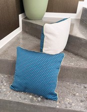 Coussin Bleu Et Gris Passepoil