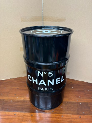 Baril métal 60l noir - métal, brillant